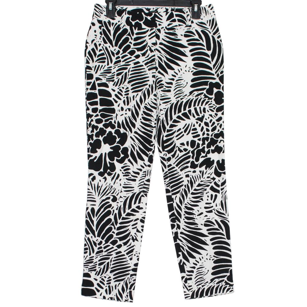 Talbots‎ Hampshire Black White Tropical Ankle Pant Size 4 Coastal Resort Preppy